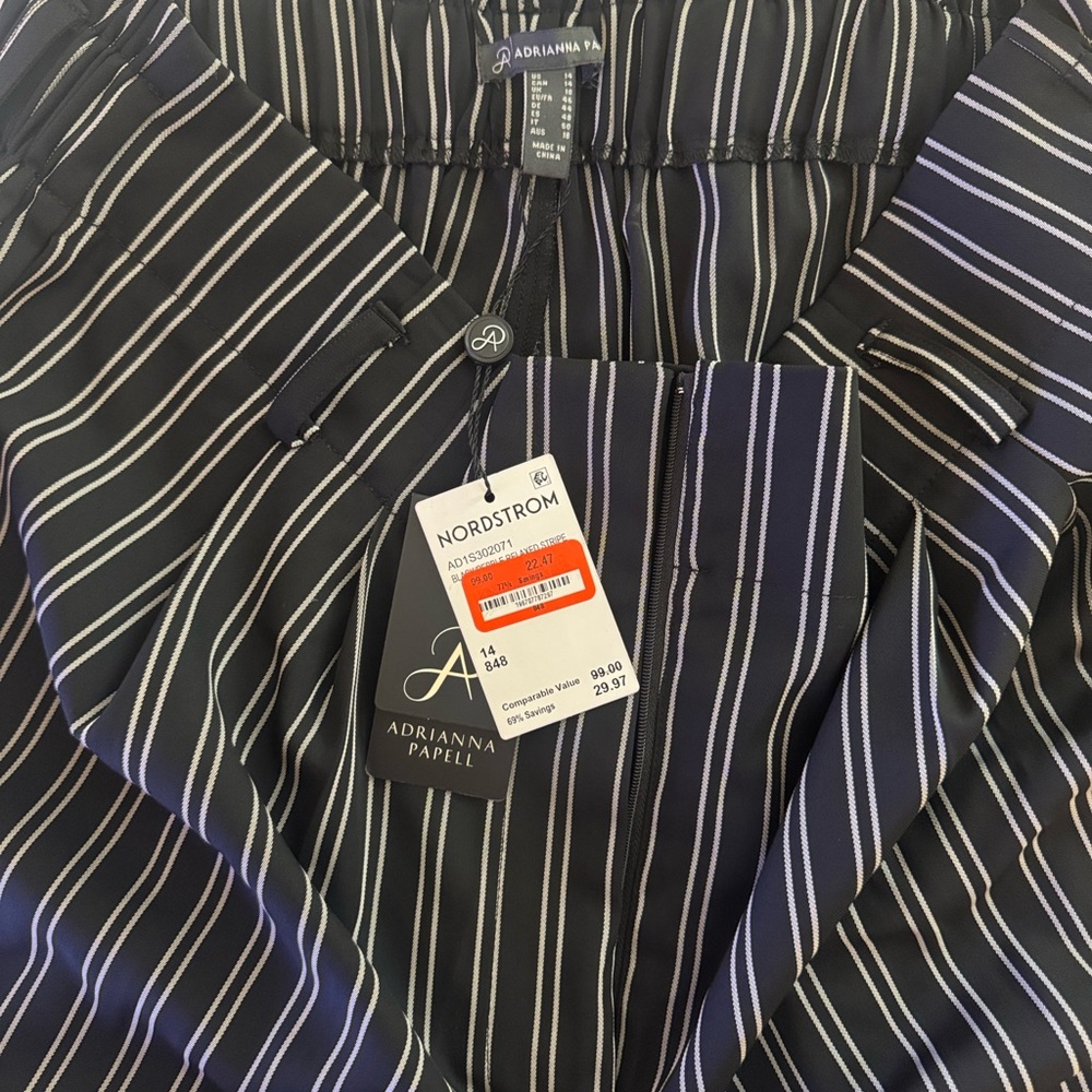 Adrianna Papell Black and White Striped Slacks